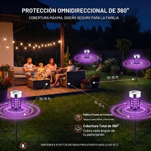 Vista 5 de 4 Pack Solar Bug Zapper Outdoor Waterproof Mosquito Repellent Outdoor Patio