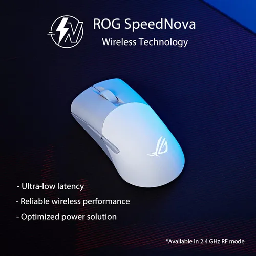 Vista 4 de ASUS ROG Keris Mouse inalámbrico AimPoint para juegos, conectividad trimodo, sensor de 36000 DPI y alfombrilla de mouse ROG Hone Ace Aim Lab Edition