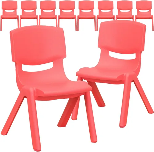 Vista 23 de Flash Furniture - Silla escolar apilable de plástico azul con altura de asiento de 10 1/2 pulgadas