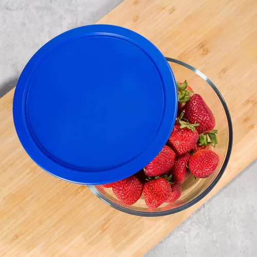 Vista 4 de Tapa de repuesto para Pyrex 6 u 7 tazas, cubierta de plástico para almacenamiento, plato hondo 7402-PC, azul (paquete de 2)