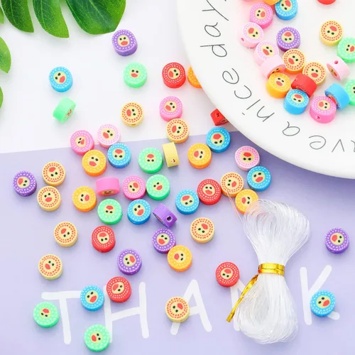 Vista 50 de 100 cuentas espaciadoras de arcilla polimérica para el Día de la Independencia del 4 de julio para hacer joyas, manualidades, pulseras, collares
