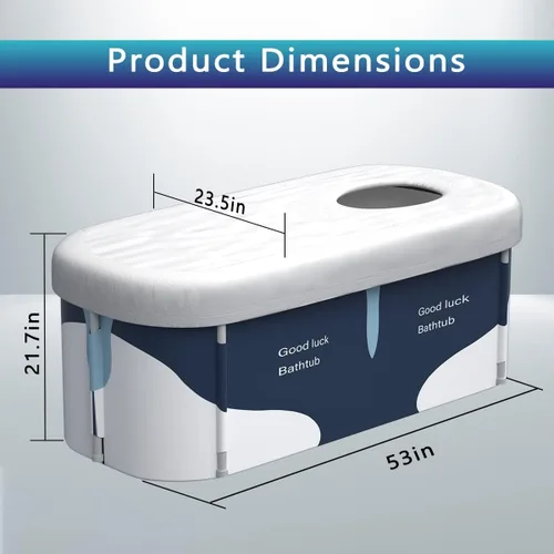 Vista 5 de Bañera plegable portátil extra grande de 53" con cubierta para adultos, bañera de SPA familiar para remojo en baño pequeño, bañera engrosada