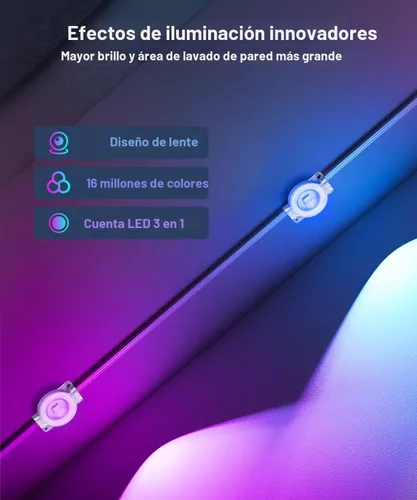 Vista 5 de Luces permanentes para exteriores de 200 pies para casa, luces LED RGB inteligentes 2025 con control remoto de aplicación, IP67 impermeable, aleros