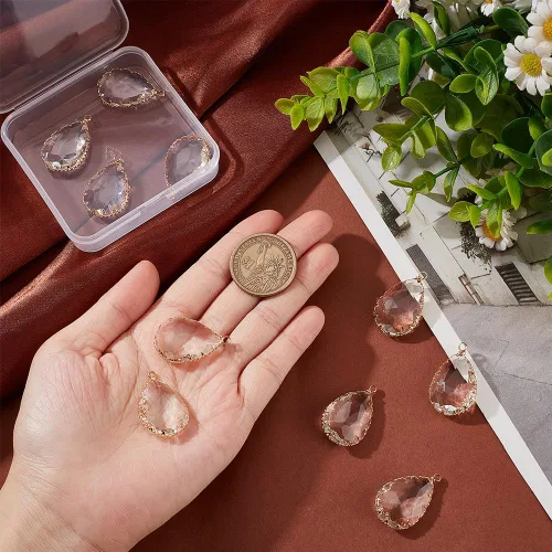 Vista 3 de BENECREAT Colgantes de Cristal de Latón con Dijes, Dijes Facetados en Forma de Gota de Lágrima para Hacer Joyas Accesorios DIY, Latón, vidrio