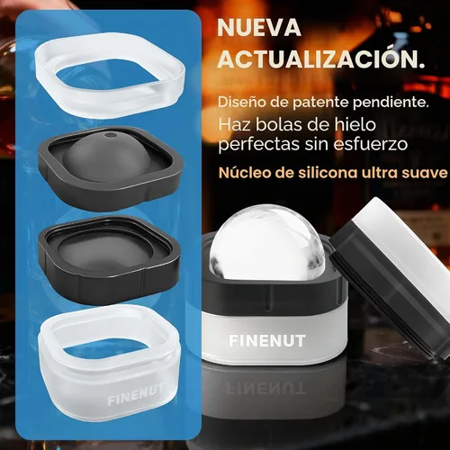 Vista 6 de Molde de silicona para hacer bolas de hielo con tapa, paquete de 4 – Molde redondo para cubitos de hielo de esfera grande de 2.5 pulgadas