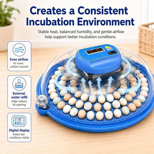 Vista 8 de Incubadora de huevos de codorniz de 100 huevos con girador automático y control de humedad