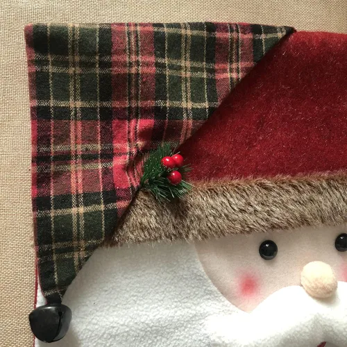 Vista 6 de IUIBMI 6 fundas para sillas de Navidad, fundas para sillas de mesa de cena de Navidad, Papá Noel y muñeco de nieve 3D, cubierta trasera