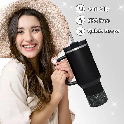 Vista 3 de WUQID Funda protectora de silicona compatible con vasos Stanley Tumbler de 20 a 40 onzas y botella Hydro Flask de 12 a 24 onzas, reduce