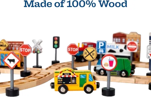 Vista 7 de Juego de señales de tráfico de madera de 16 piezas - Señales de tráfico
