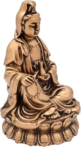 Vista 5 de Fengshui Top Collection - Estatua de amuleto de resina Quan Yin para la paz y la felicidad de Asia oriental 5.8x5.8x9.3cm/2.2x2.2x3.6in