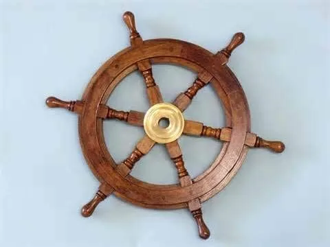 Vista 2 de Crafts International Náutica Marina Madera Marítima 18" Capitanes Barcos Volante de Latón Centro de 18 pulgadas
