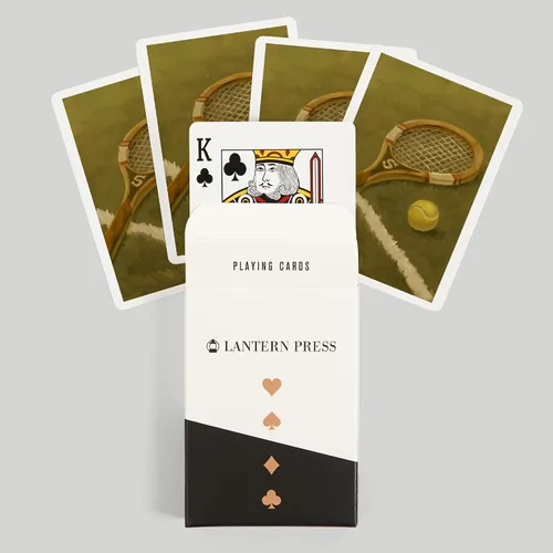 Vista 6 de Lantern Press Raqueta de tenis, pintura al óleo (52 cartas de juego, baraja de cartas de tamaño póker con comodines)