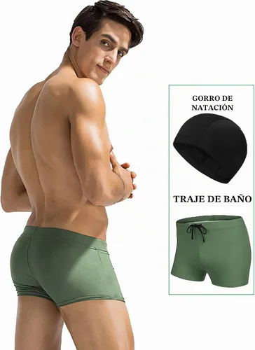 Vista 3 de COOFANDY Trajes de baño para hombre Slip de natación sexy Traje de baño de pierna cuadrada Traje de baño Short de natación Traje de baño con 4