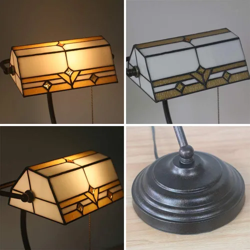 Vista 3 de Baroque Stained Glass Deskp with Pull Cswitch Style Bankerp for Liviroom Office Bedroom Antzinc Base Traditional Tablep for Bedside or Desk Use/I