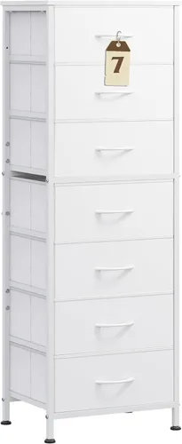 Vista 16 de WLIVE Cómoda Alta Negra para Dormitorio, Cómodas y Arcones de 6 Cajones, Cómoda de Tela para Closet, Sala de Estar, Mesa de Noche con Marco de Negro