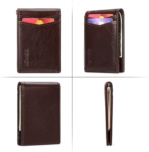 Vista 7 de CCBUY Tarjetero de cuero para hombre, tarjetero de crédito de negocios, tarjetero de identificación para hombre, clip de dinero