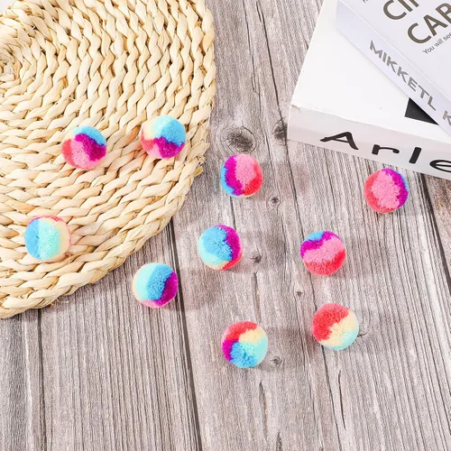 Vista 5 de KALIONE 30 piezas bolas de peluche suave para gatos de 1.2 pulgadas, bolas de juguete arcoíris para gatos, bolas peludas para gatitos, bolas