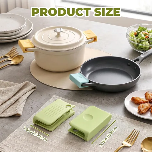 Vista 7 de Soportes de silicona para mango de olla, fundas para mango de sartén caliente, funda de hierro fundido resistente al calor, agarre antideslizante 2