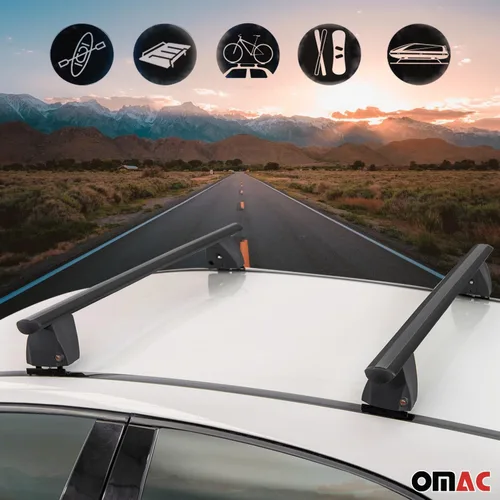Vista 3 de OMAC Barras transversales de techo para Mazda CX-5 2013-2016 bloqueable 165 libras aluminio negro 2 piezas se adapta a soportes de carga Fixpoints