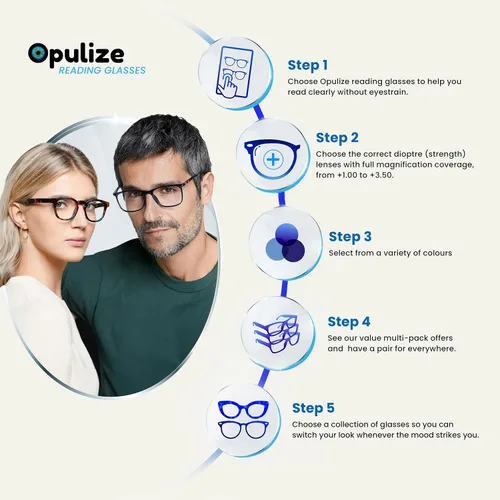 Vista 5 de Opulize Modern Rectangular Reading Glasses