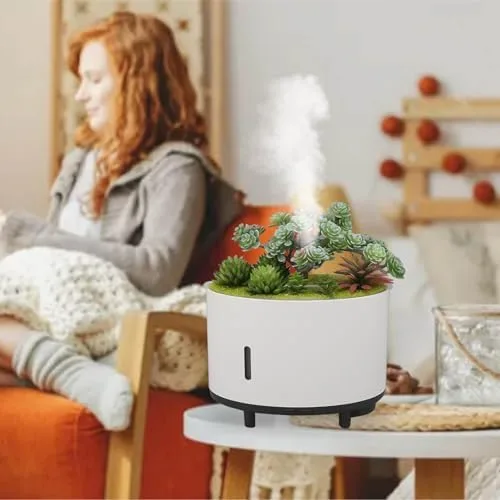 Vista 2 de Humidificador de plantas de simulación, 6.8 fl oz de aire silencioso humidificador de apagado automático, mini humidificador portátil