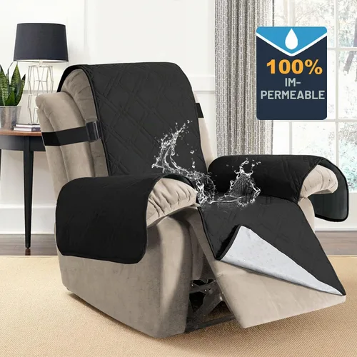 Vista 2 de H.VERSAILTEX - Funda protectora para sillón reclinable 100% impermeable, acolchada, con correa elástica y parte posterior con huellitas de silicón