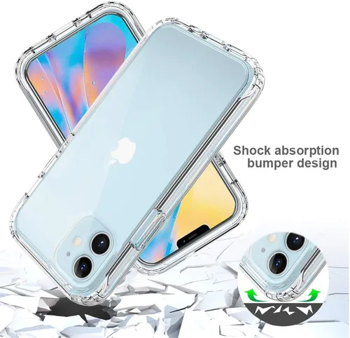 Vista 2 de AKABEILA Funda transparente para iPhone 13 y 14, funda de protección de cuerpo completo de 360°, protector de pantalla integrado sensible al tacto