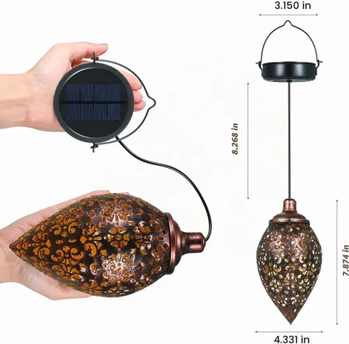 Vista 6 de Luces solares colgantes Tomshine linterna solar LED jardín luces lámpara de metal impermeable para decoración al aire libre