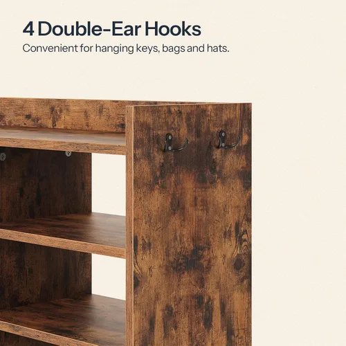 Vista 6 de HOOBRO Zapatero de 10 niveles de alto, organizador grande de zapatos de madera de 47 pulgadas, estante de zapatos de 61 pulgadas de alto con cubos