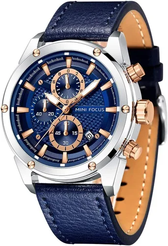 Vista 7 de MF MINI FOCUS Relojes de pulsera casuales de negocios para hombre (multifuncional/impermeable/luminoso/calendario) reloj de moda con correa de cuero