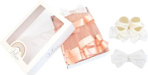 Vista 7 de Lilax Vestido de encaje floral para bebé, conjunto de vestido de tutú de tul en capas