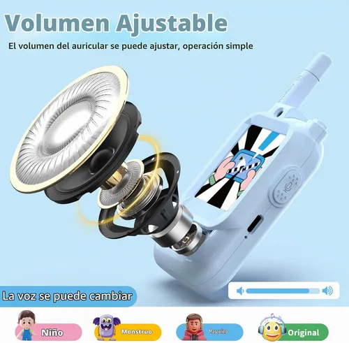 Vista 4 de Walkie Talkies de video para niños de BlueFire – Radios de juguete con pantalla y efectos de voz, emparejamiento uno a uno, largo alcance – Regalos