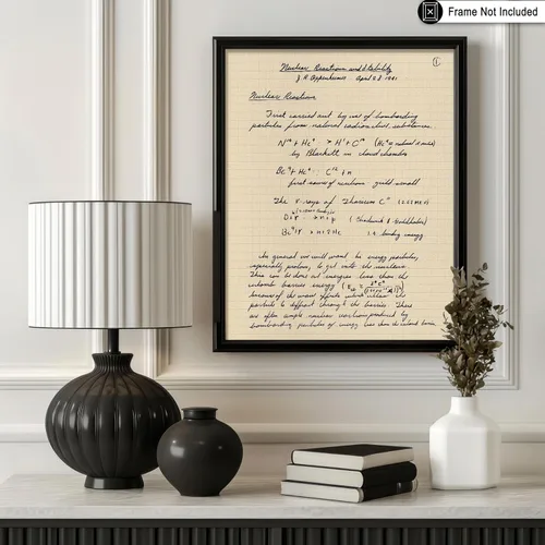 Vista 3 de Poster Master Póster vintage de Oppenheimer – Impresión de manuscrito de bomba atómica retro – Arte del proyecto Manhattan – Regalo para él, ella