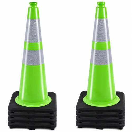 Vista 12 de BESEA Paquete de 4 conos de tráfico azules de 12 pulgadas con collar reflectante de 4 pulgadas, conos de seguridad de PVC resistentes con base