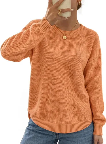 Vista 11 de MEROKEETY Suéteres de Otoño e Invierno para Mujeres Casuales Sueltos Cómodos Tops de Suéter Pullover Jumper Outfits de Moda 2025 Beige