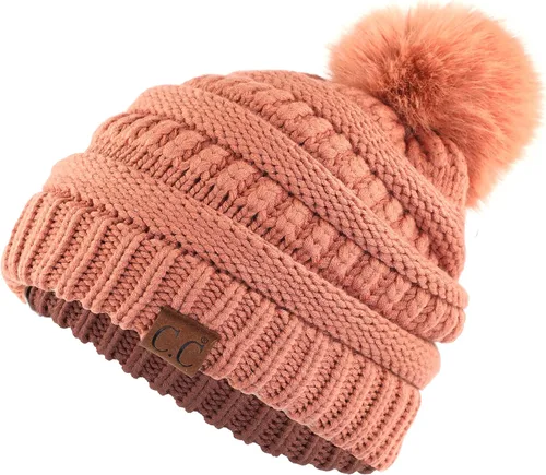 Vista 133 de Gorro unisex liso con pompón y ribete (HAT-43) de C.C Hatsandscarf Exclusives Marfil