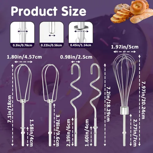 Vista 3 de 5 accesorios para batidora de mano Kitchenaid, batidores profesionales de repuesto, batidores de batidor y masa, batidores de repuesto para batidora