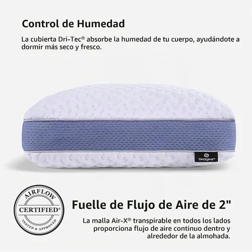 Vista 3 de Bedgear Balance 1.0 Almohada de rendimiento, almohada de cama de apoyo medio para todas las posiciones de sueño Relleno Boost Blend con comodidad