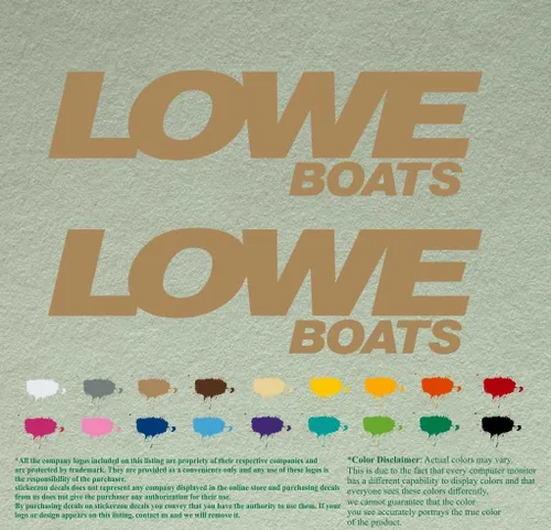 Vista 17 de Par de calcomanías de vinilo de repuesto compatibles con Lowe Boats, motor fuera de borda, juego de 2 (12 pulgadas, negro 070)