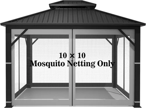 Vista 12 de Mosquitera Universal de Repuesto para Gazebo – Hugline Pantalla de Malla para Exteriores de 10' x 10', Cortina de Pared Lateral de 4 Paneles