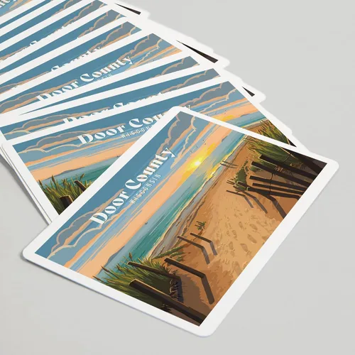 Vista 5 de Lantern Press Door County, Wisconsin, Painterly, Sand Soul Sun, Beach Path, 52 Playing Cards for Adults, Poker Size Card Deck