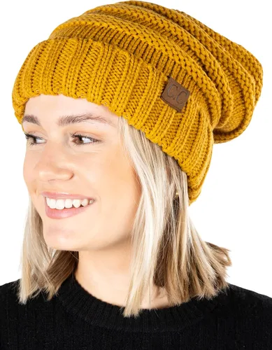 Vista 359 de Funky Junque Gorro de moda de punto trenzado de talla extragrande, grueso, abrigado, suave y holgado