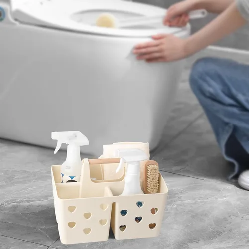 Vista 5 de Anyoifax Organizador de Ducha Portátil Cesta de Ducha de Plástico Organizador de Baño Dividido Organizador de Limpieza de Almacenamiento con Asa
