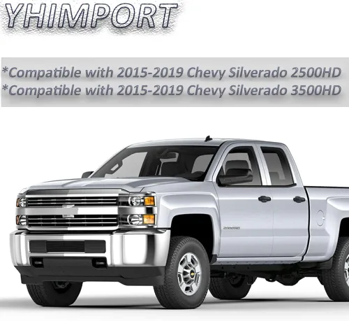 Vista 6 de Parrilla de parachoques inferior compatible con Chevy Silverado 3500HD 2500HD 2015 16 17 18 19 inserción de rejilla de aluminio sólido