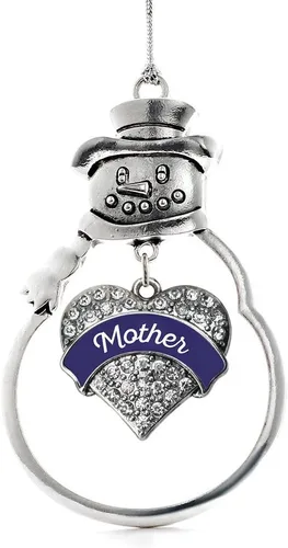Vista 195 de Inspired Silver - Big Sis - Adorno de Navidad plateado - Adorno de árbol de Navidad con dije de corazón con circonita cúbica - Decoración colgante