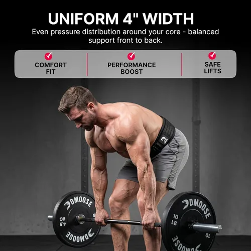 Vista 7 de DMoose Fitness Cinturón de levantamiento de pesas con bloqueo automático para hombres y mujeres, cinturón de nailon de 4 pulgadas para sentadillas