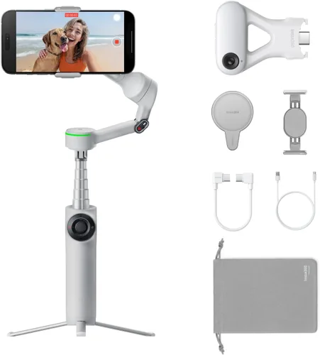 Vista 13 de Insta360 Flow 2 Pro AI Tracker Bundle gris – Primer cardán de teléfono AI en la industria con Apple DockKit, seguimiento pionero de 360º panorámica