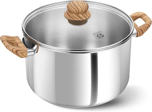 Vista 9 de Olla de acero inoxidable KOCH SYSTEME CS - Olla de inducción de acero inoxidable de 6 cuartos con tapa para pasta, sopa, espaguetis, ollas de sopa