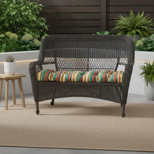 Vista 2 de Greendale Home Fashions Juego de 1 cojín para columpio/banco de 44 pulgadas, diseño Adobe Stripe