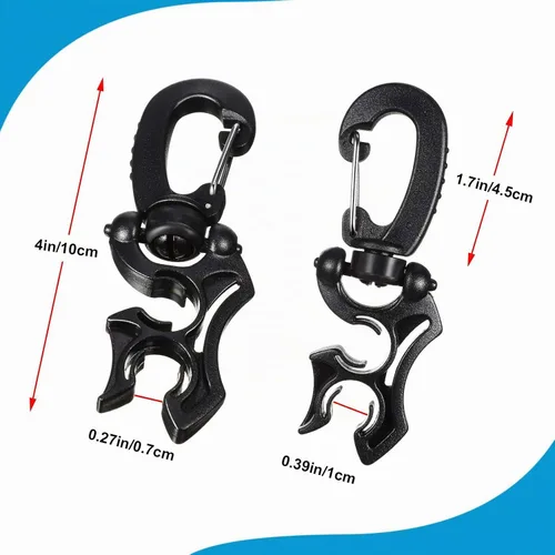 Vista 2 de Weewooday Piezas Soporte de manguera de buceo Clip de buceo Accesorios de buceo Clip de manguera doble BCD con hebilla de gancho a presión para Negro
